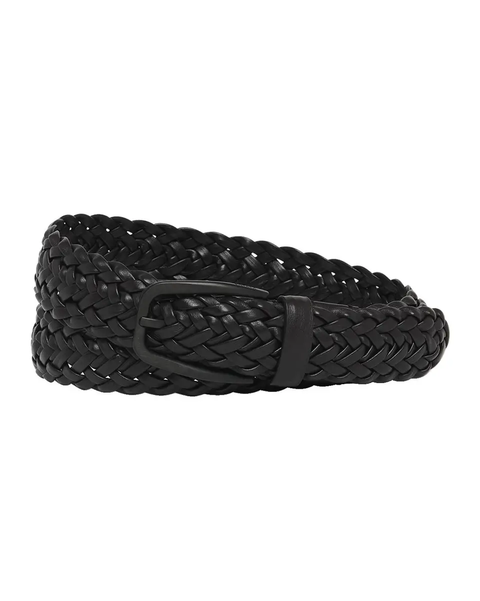 Zegna Men's Braided Leather Vendome-Buckle Belt | Thumbnail 3 Zegna Men's Braided Leather Vendome-Buckle Belt | Thumbnail 3