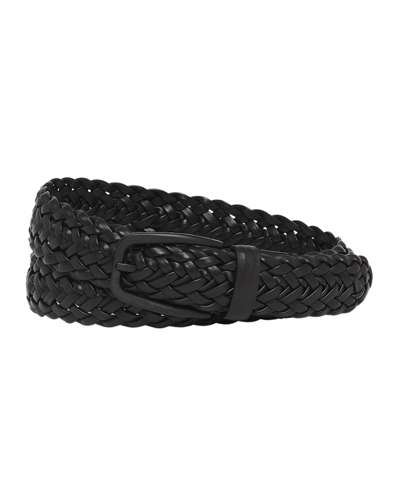 Zegna Men's Braided Leather Vendome-Buckle Belt