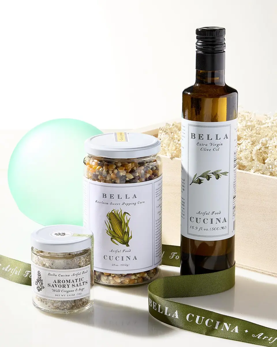 Bella Cucina Popcorn Gift Box with Olive Oil and Savory Salt, 42.6 oz.