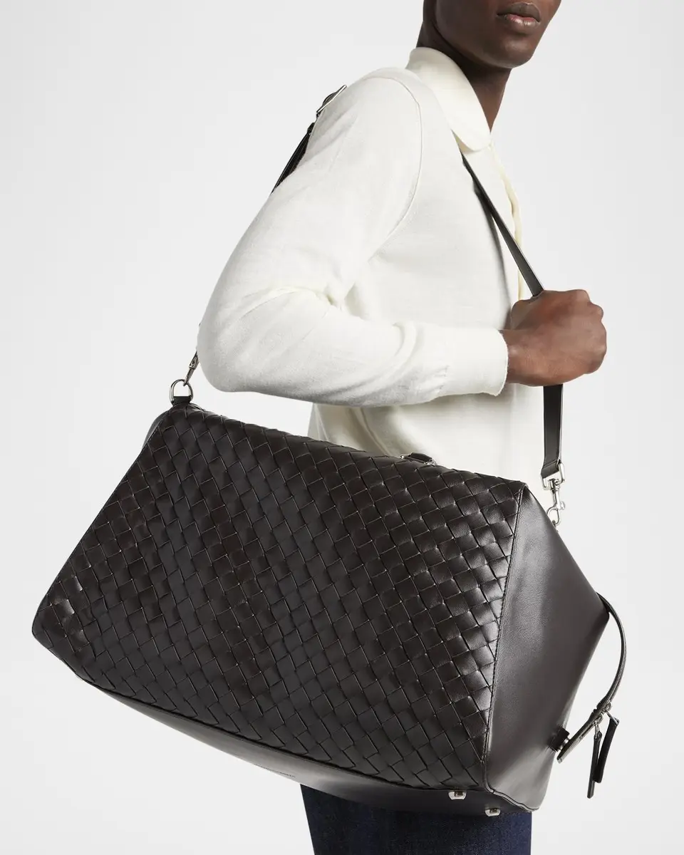 Bottega Veneta Men's Intrecciato Leather Weekender Duffel Bag | Thumbnail 2 Bottega Veneta Men's Intrecciato Leather Weekender Duffel Bag | Thumbnail 2