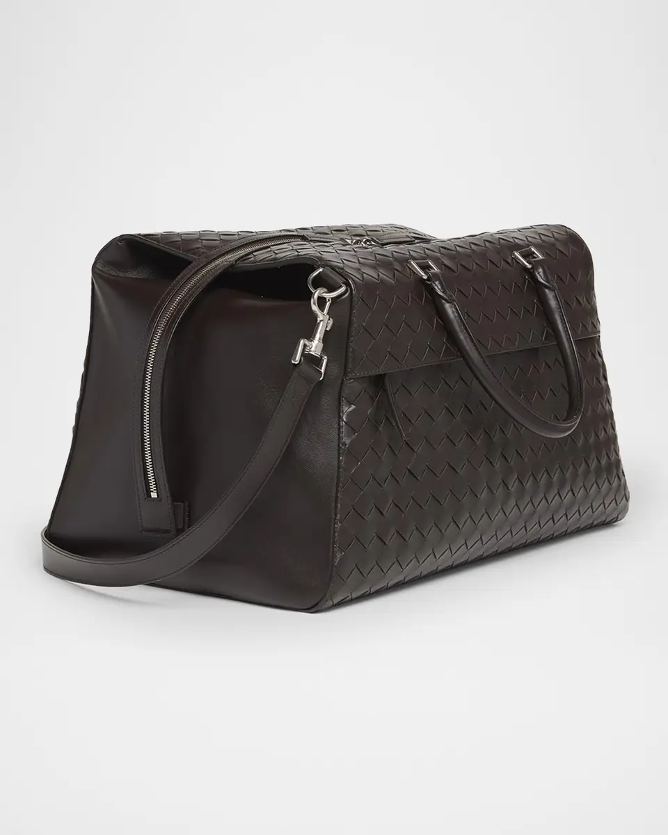 Bottega Veneta Men's Intrecciato Leather Weekender Duffel Bag | Thumbnail 3 Bottega Veneta Men's Intrecciato Leather Weekender Duffel Bag | Thumbnail 3