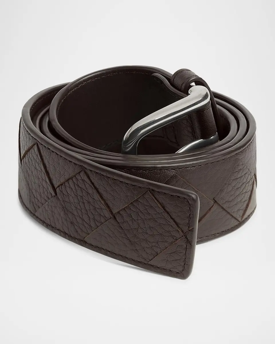 Bottega Veneta Men's Intrecciato Leather Belt | Thumbnail 2 Bottega Veneta Men's Intrecciato Leather Belt | Thumbnail 2