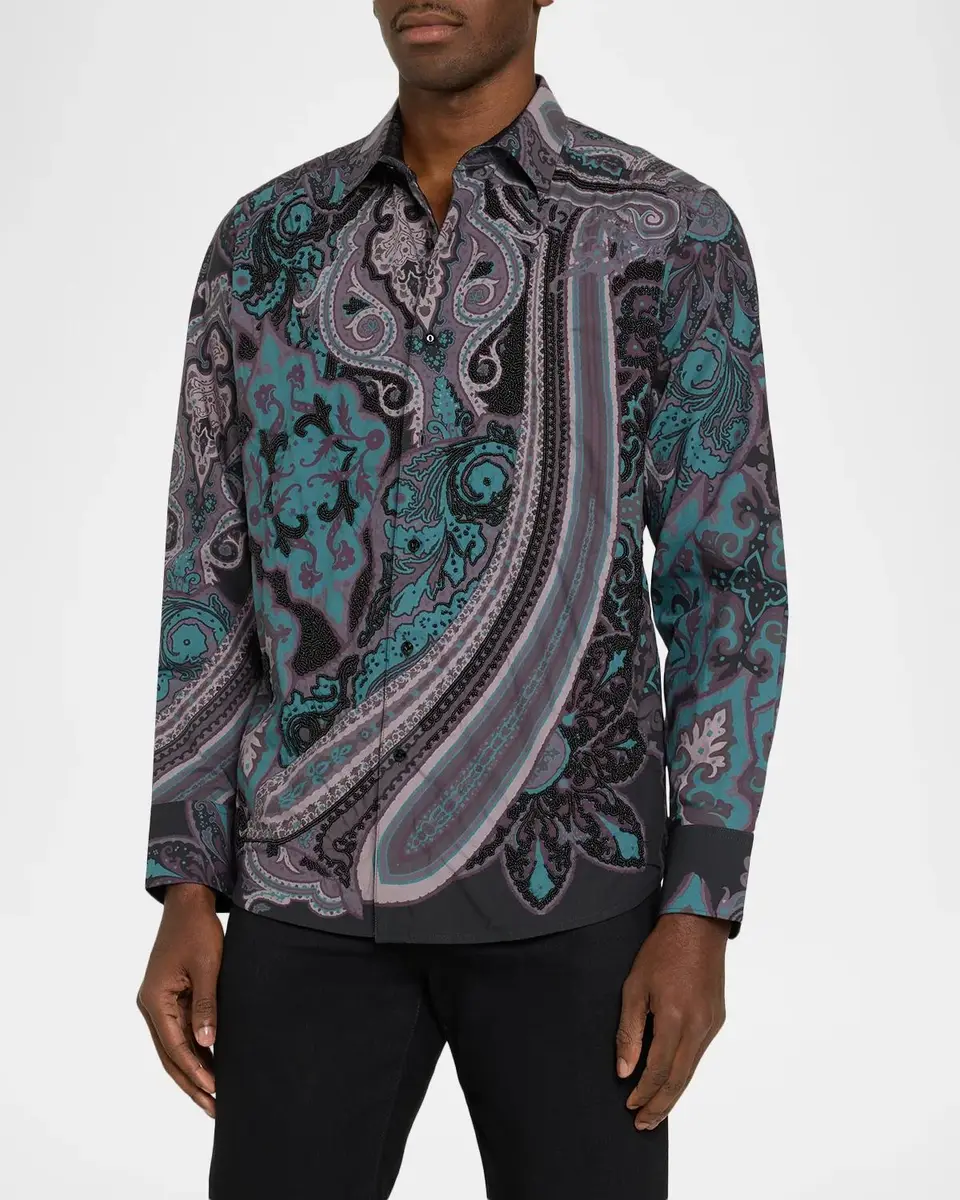 Robert Graham Men's Beaded Paisley Woven Shirt | Thumbnail 4 Robert Graham Men's Beaded Paisley Woven Shirt | Thumbnail 4