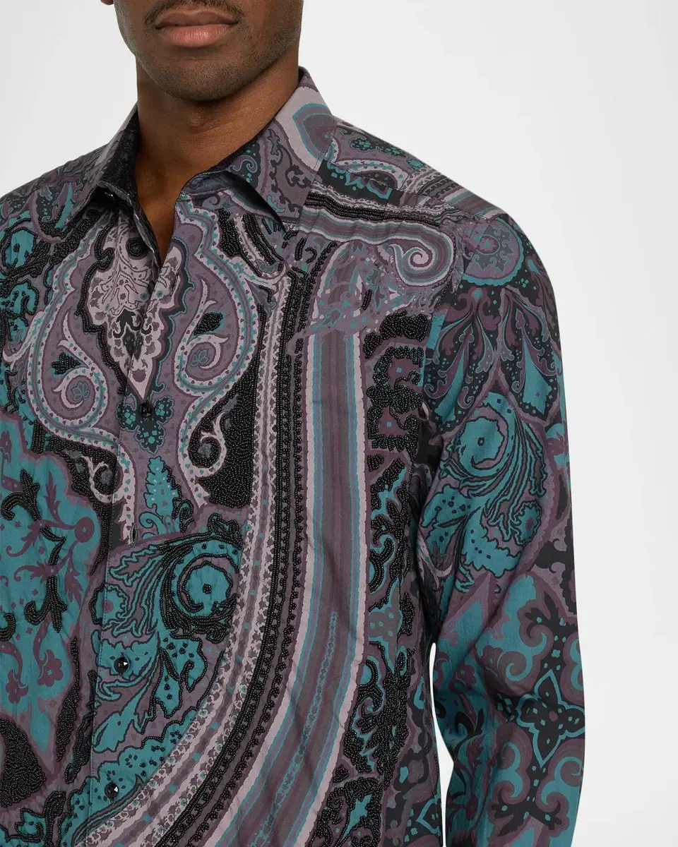 Robert Graham Men's Beaded Paisley Woven Shirt | Thumbnail 5 Robert Graham Men's Beaded Paisley Woven Shirt | Thumbnail 5