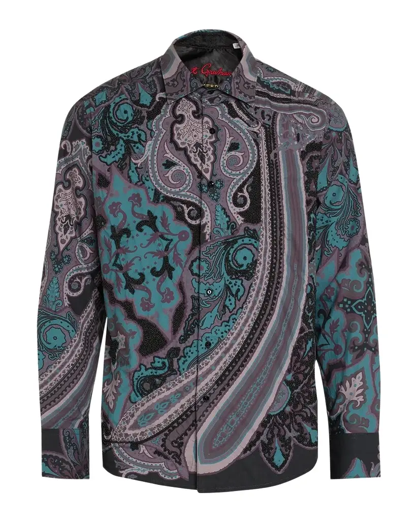 Men's Beaded Paisley Woven Shirt Men's Beaded Paisley Woven Shirt