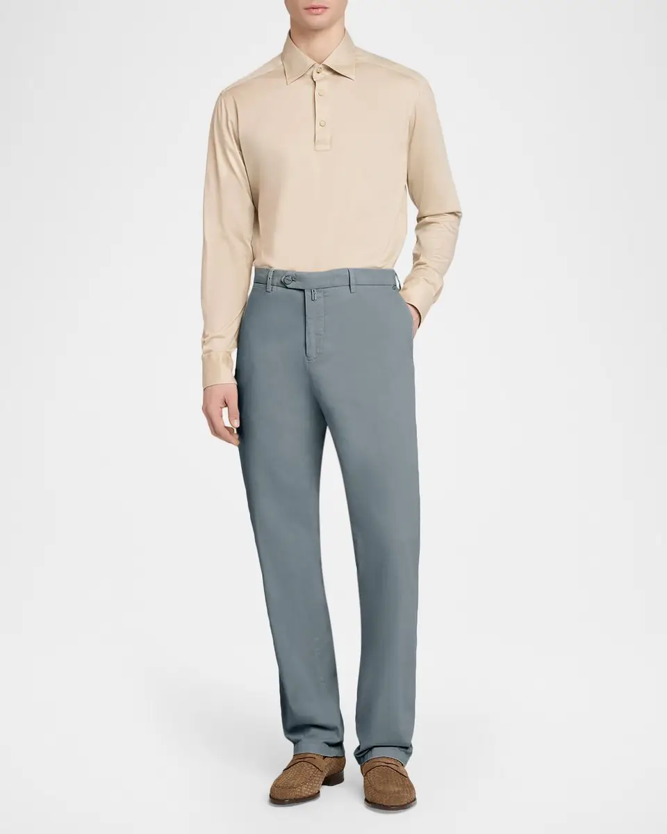 Kiton Men's Flat-Front Slim-Fit Trousers | Thumbnail 2 Kiton Men's Flat-Front Slim-Fit Trousers | Thumbnail 2