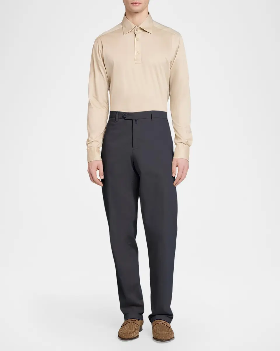 Kiton Men's Stretch Tapered Leg Flat-Front Trousers | Thumbnail 2