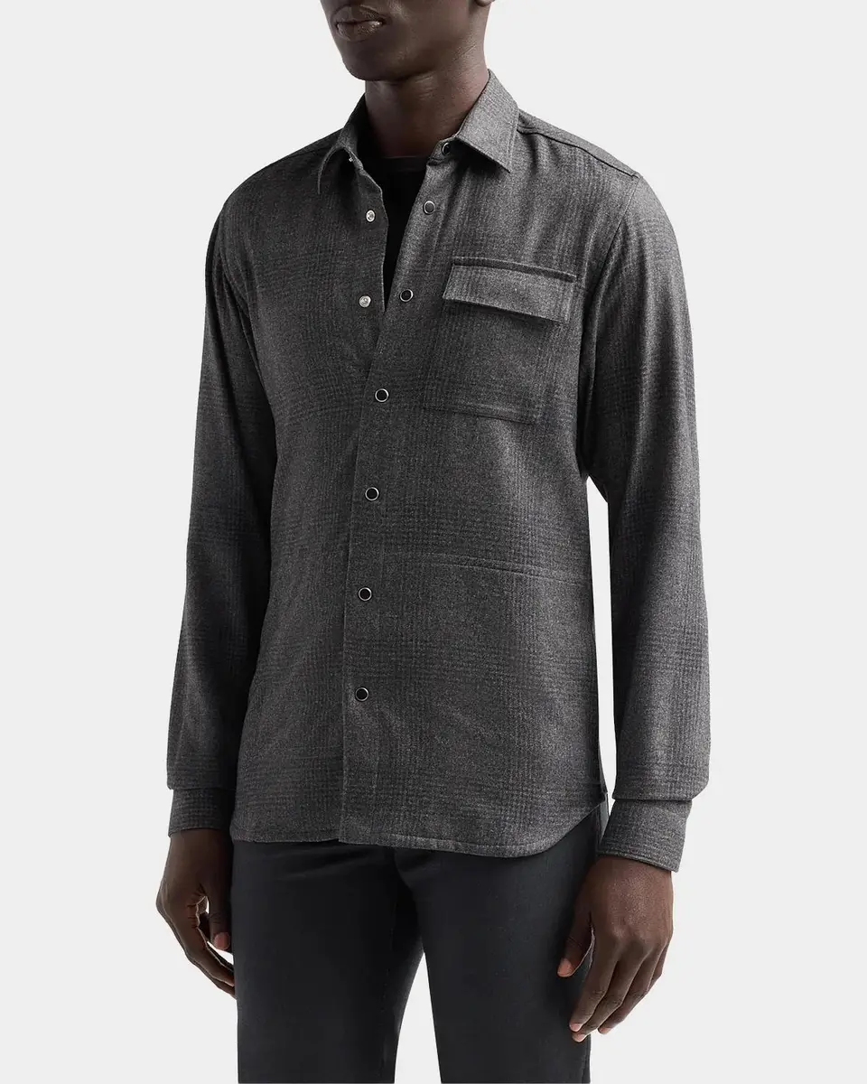 Kiton Men's Buba Plaid Wool-Cotton-Cashmere Shirt | Thumbnail 4