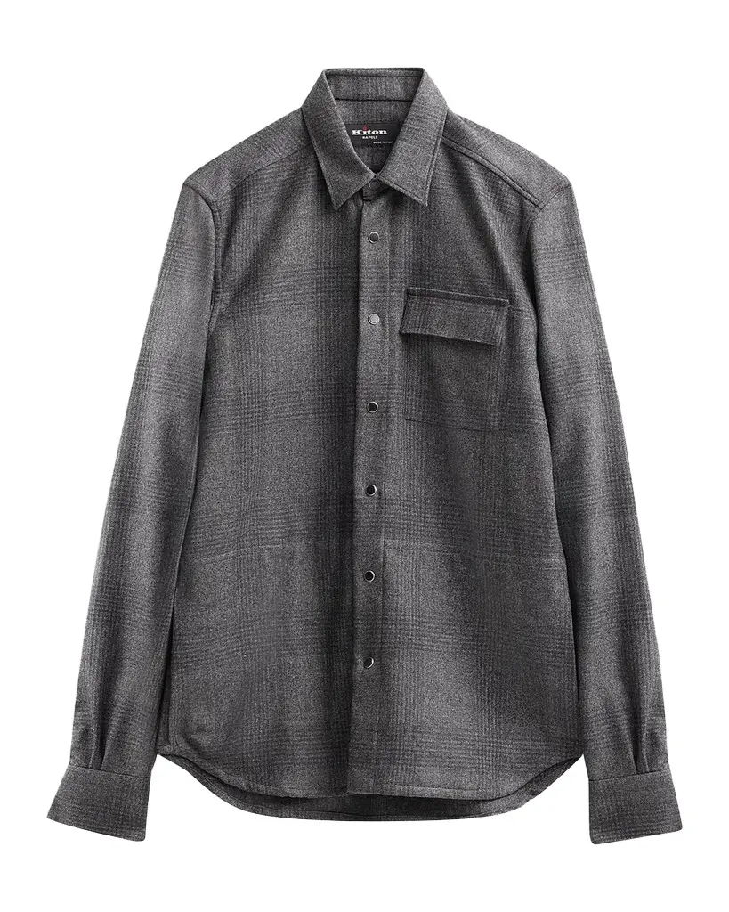 Kiton Men's Buba Plaid Wool-Cotton-Cashmere Shirt