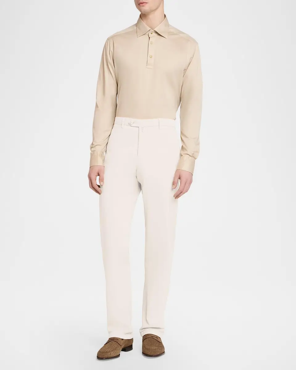 Kiton Men's Stretch Tapered Leg Flat-Front Trousers | Thumbnail 2