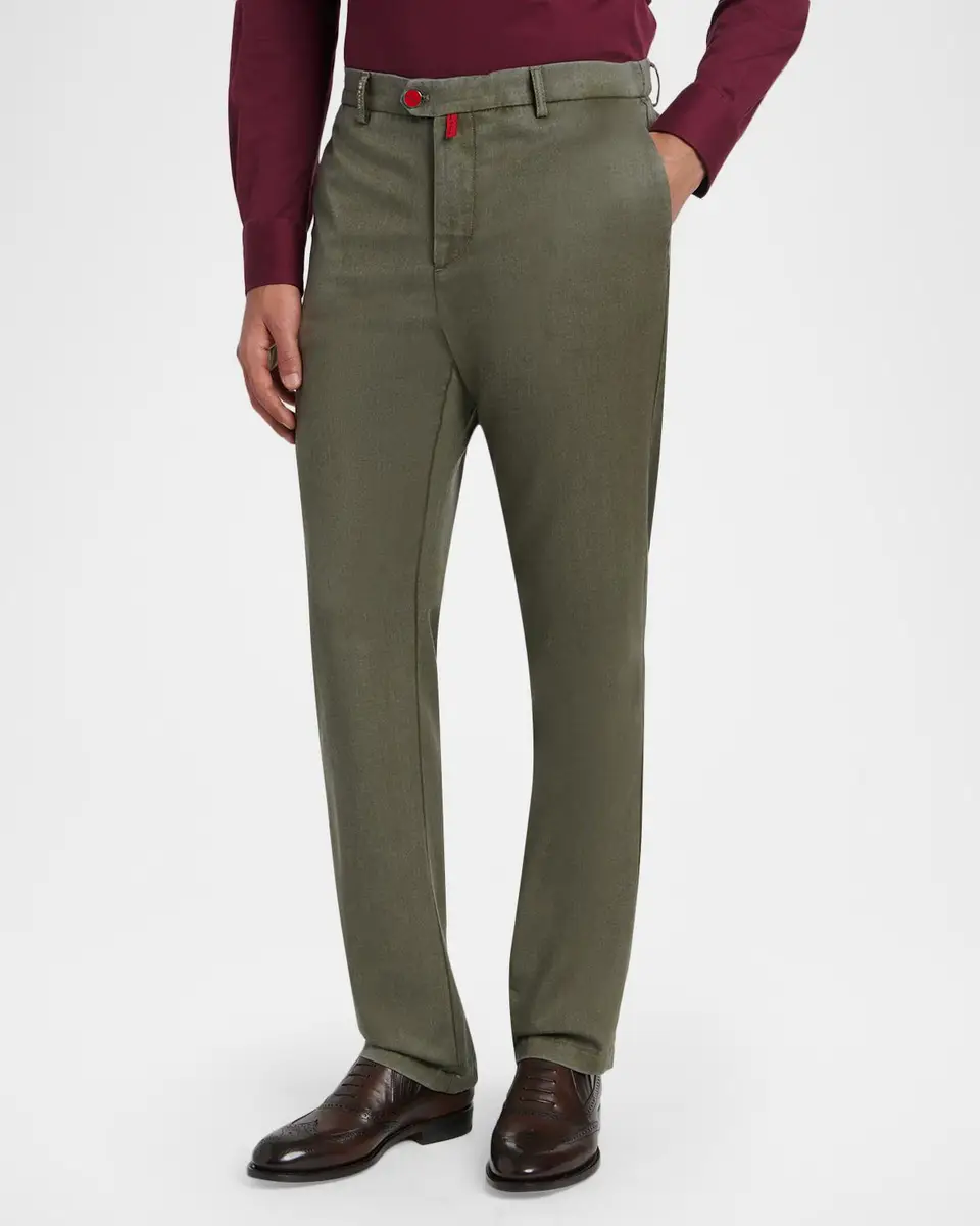 Kiton Men's Wool Tapered-Leg Trousers | Thumbnail 4 Kiton Men's Wool Tapered-Leg Trousers | Thumbnail 4