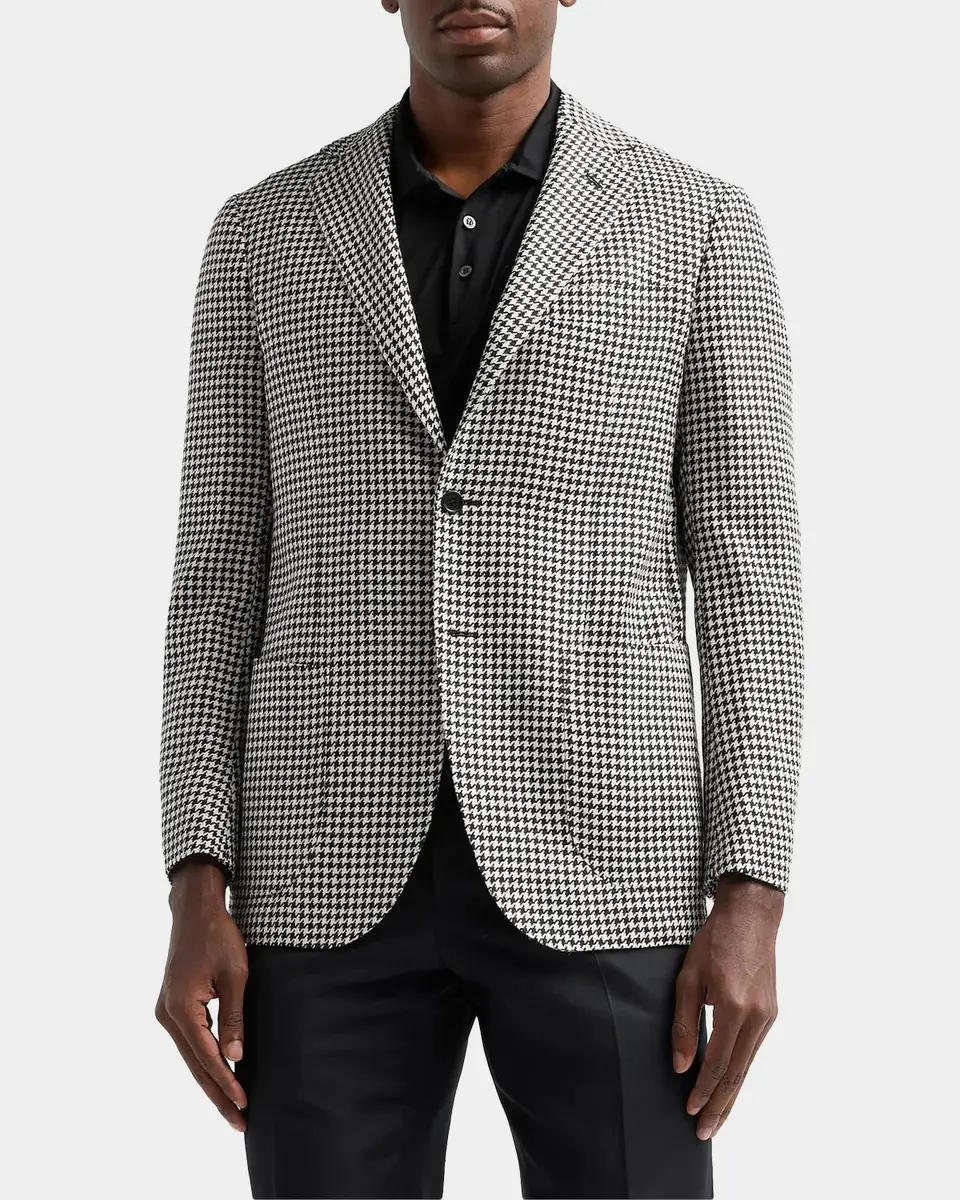 Kiton Men's Houndstooth Wool-Alpaca-Silk Sport Coat | Thumbnail 4