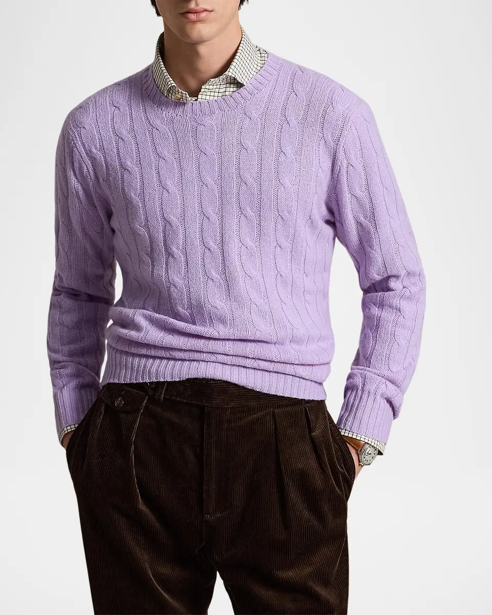 Polo Ralph Lauren Men's Iconic Cable-Knit Cashmere Sweater | Thumbnail 4