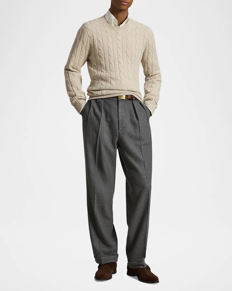Polo Ralph Lauren Men's Iconic Cable-Knit Cashmere Sweater | Thumbnail 2 Polo Ralph Lauren Men's Iconic Cable-Knit Cashmere Sweater | Thumbnail 2