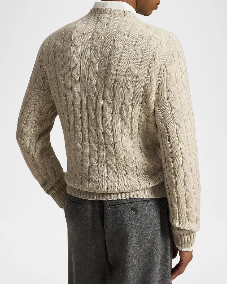 Polo Ralph Lauren Men's Iconic Cable-Knit Cashmere Sweater | Thumbnail 3 Polo Ralph Lauren Men's Iconic Cable-Knit Cashmere Sweater | Thumbnail 3