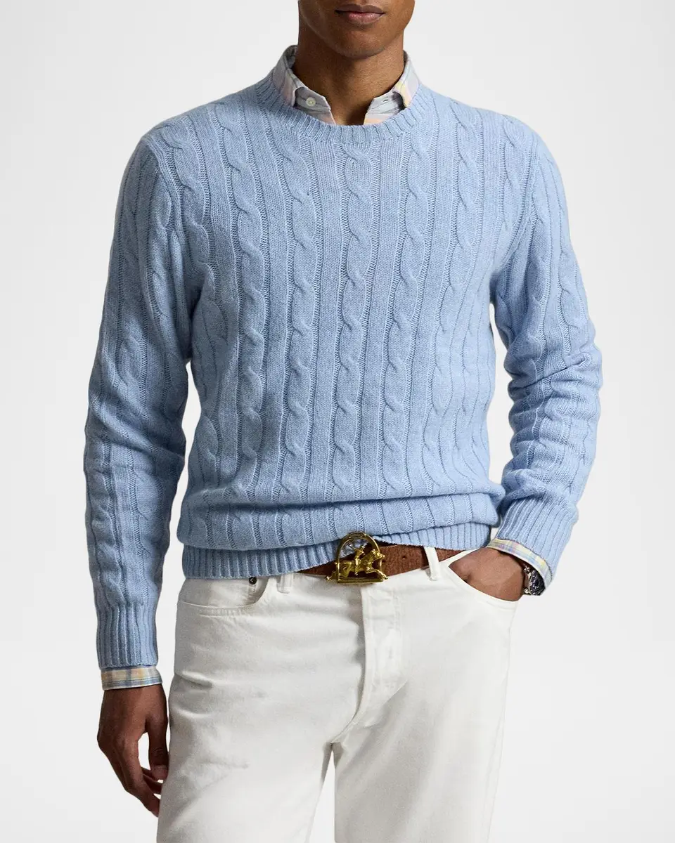 Polo Ralph Lauren Men's Iconic Cable-Knit Cashmere Sweater | Thumbnail 4 Polo Ralph Lauren Men's Iconic Cable-Knit Cashmere Sweater | Thumbnail 4