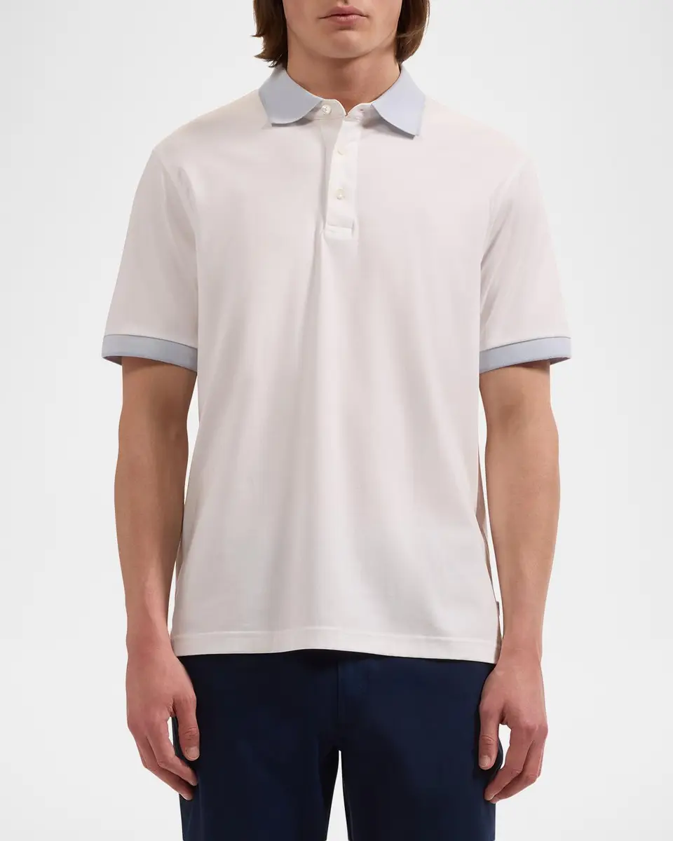 Bugatchi Men's Contrast Collar Cotton Polo Shirt | Thumbnail 4 Bugatchi Men's Contrast Collar Cotton Polo Shirt | Thumbnail 4