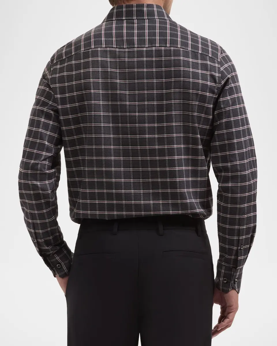 Bugatchi Men's Julian Woven Shaped Cotton-Cashmere Shirt | Thumbnail 3 Bugatchi Men's Julian Woven Shaped Cotton-Cashmere Shirt | Thumbnail 3