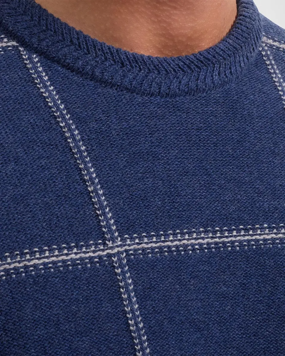 Bugatchi Men's Plaid Wool-Cotton Crewneck Sweater | Thumbnail 5