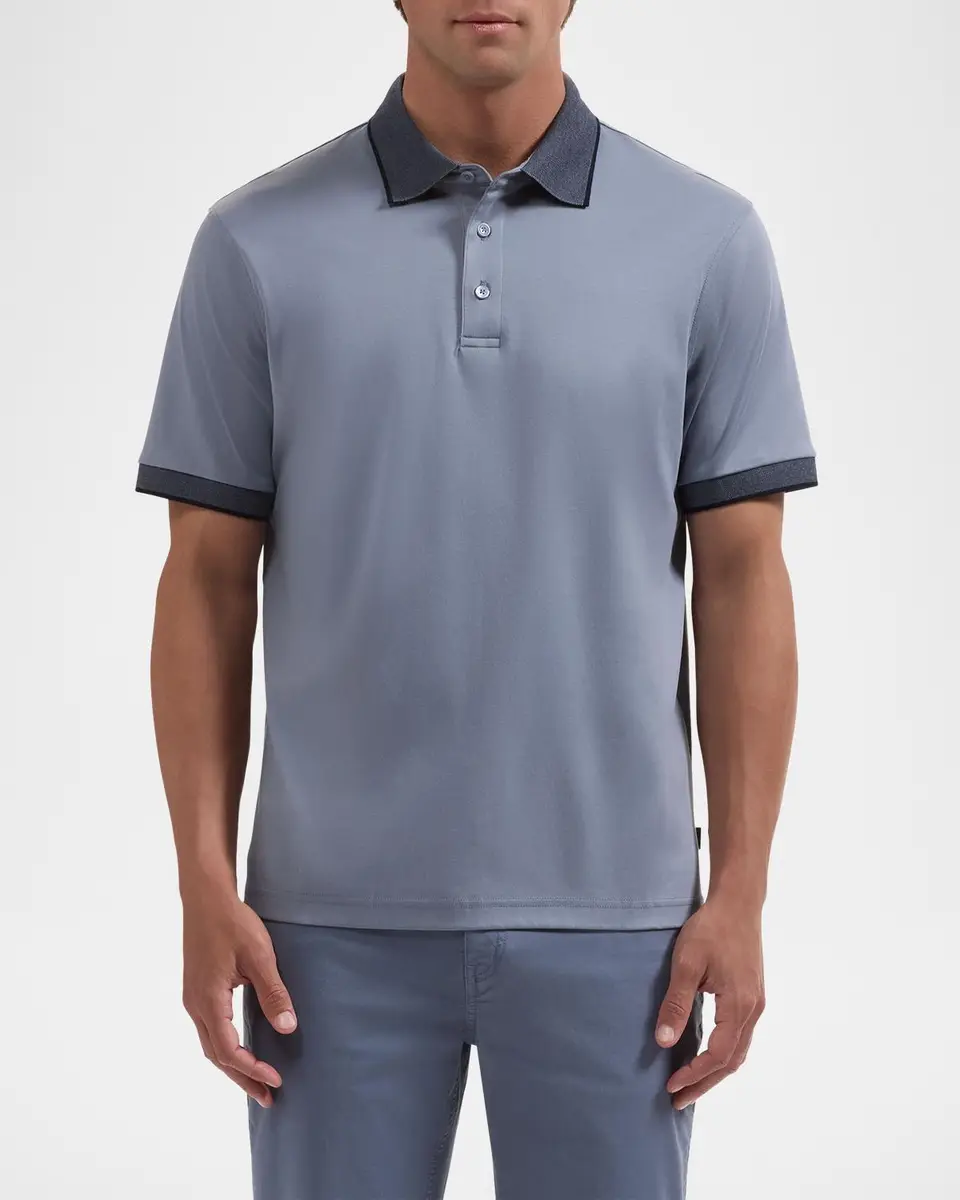 Bugatchi Men's Contrast Collar Cotton Polo Shirt | Thumbnail 4 Bugatchi Men's Contrast Collar Cotton Polo Shirt | Thumbnail 4