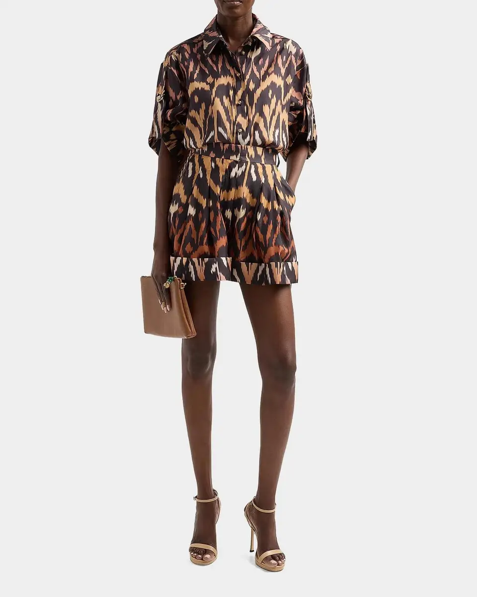 Zimmermann Aster Silk Ikat-Inspired Shorts | Thumbnail 2 Zimmermann Aster Silk Ikat-Inspired Shorts | Thumbnail 2