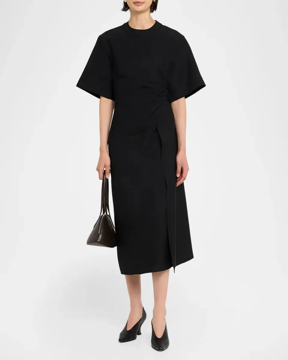 RÓHE Sculptural Draped Short-Sleeve Midi Dress | Thumbnail 2 RÓHE Sculptural Draped Short-Sleeve Midi Dress | Thumbnail 2