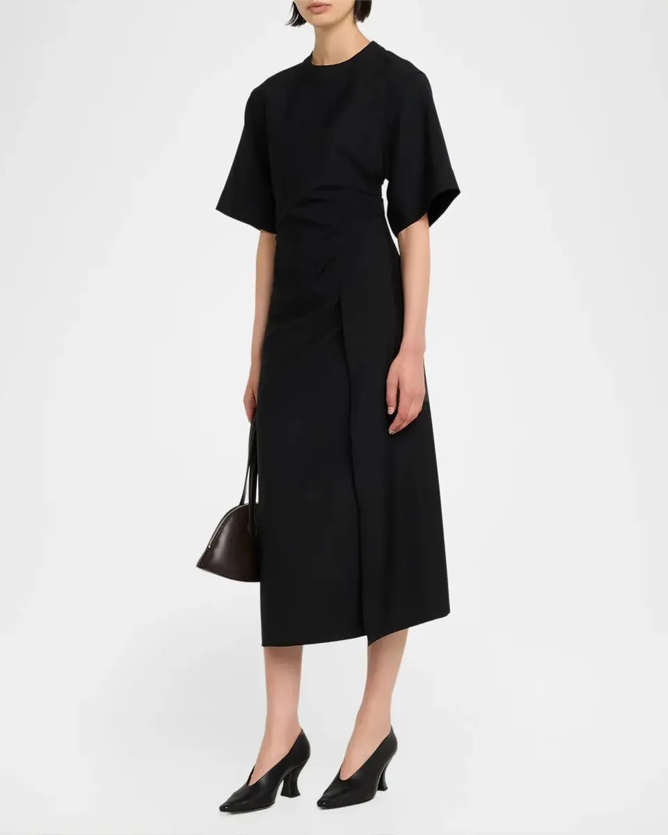 RÓHE Sculptural Draped Short-Sleeve Midi Dress | Thumbnail 4 RÓHE Sculptural Draped Short-Sleeve Midi Dress | Thumbnail 4