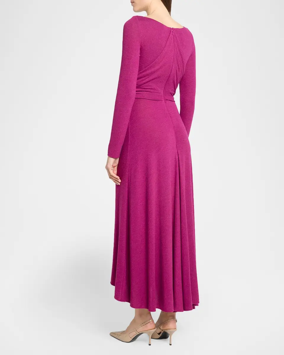 Talbot Runhof Cozy Jersey Draped Long-Sleeve Asymmetric Midi Dress | Thumbnail 3 Talbot Runhof Cozy Jersey Draped Long-Sleeve Asymmetric Midi Dress | Thumbnail 3
