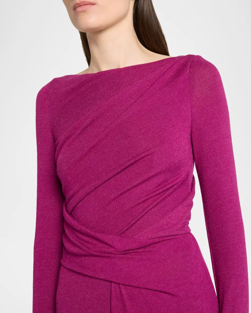 Talbot Runhof Cozy Jersey Draped Long-Sleeve Asymmetric Midi Dress | Thumbnail 5 Talbot Runhof Cozy Jersey Draped Long-Sleeve Asymmetric Midi Dress | Thumbnail 5