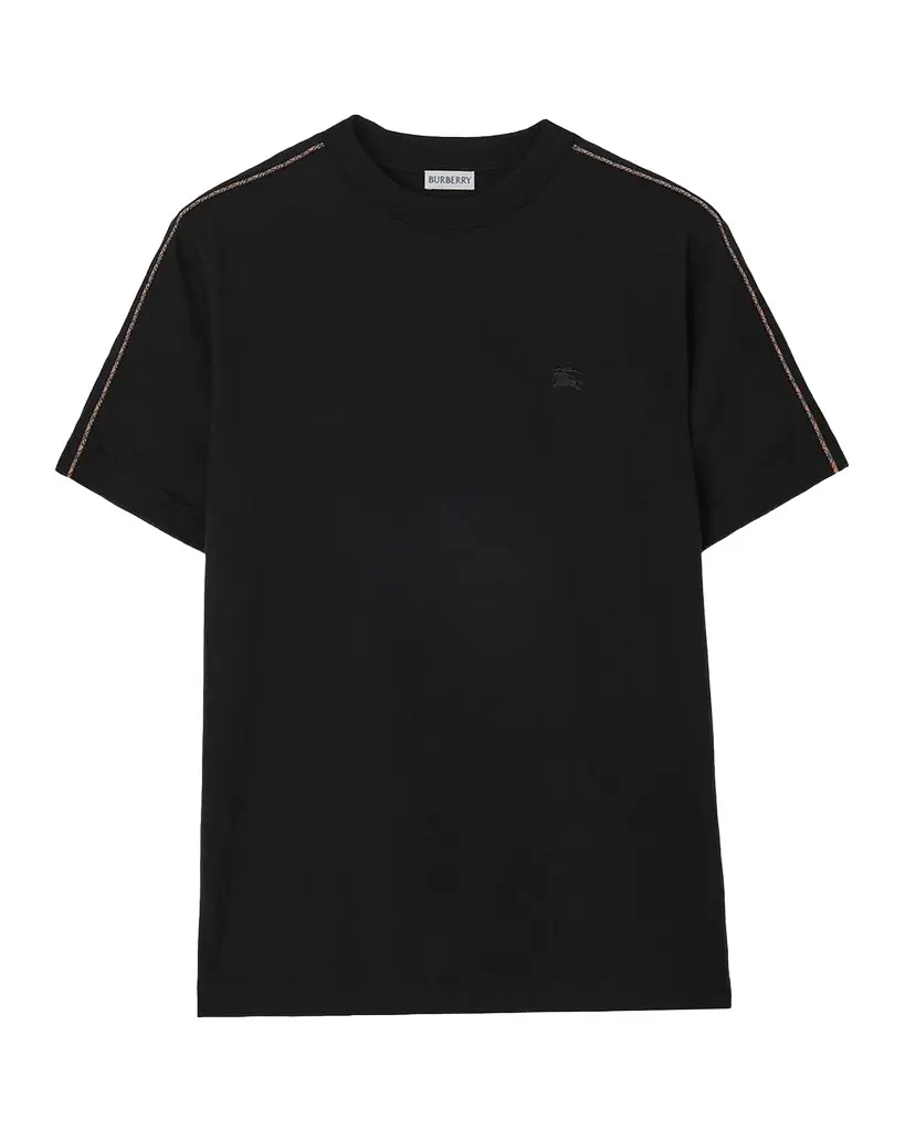 Burberry Men's Seth Check Piping Cotton Crewneck T-Shirt