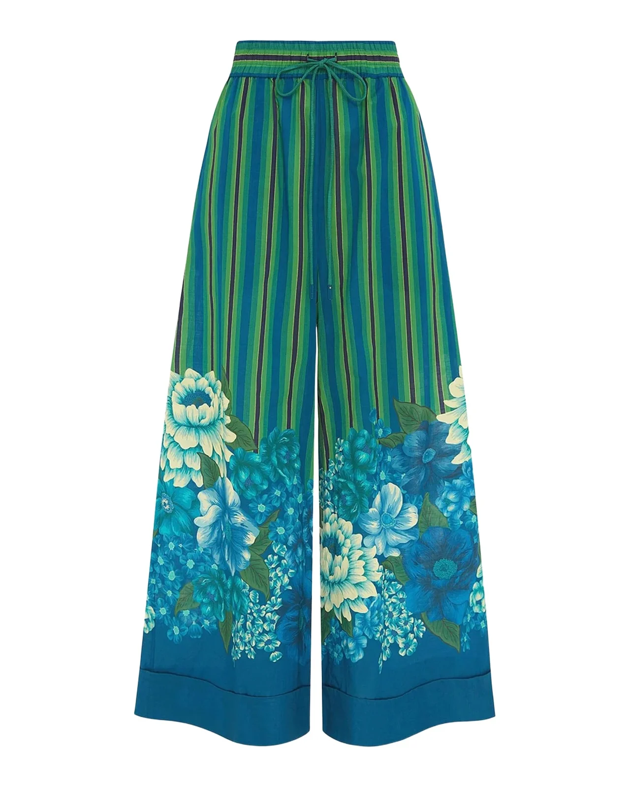 Margo Striped Floral Cuffed Pants Margo Striped Floral Cuffed Pants