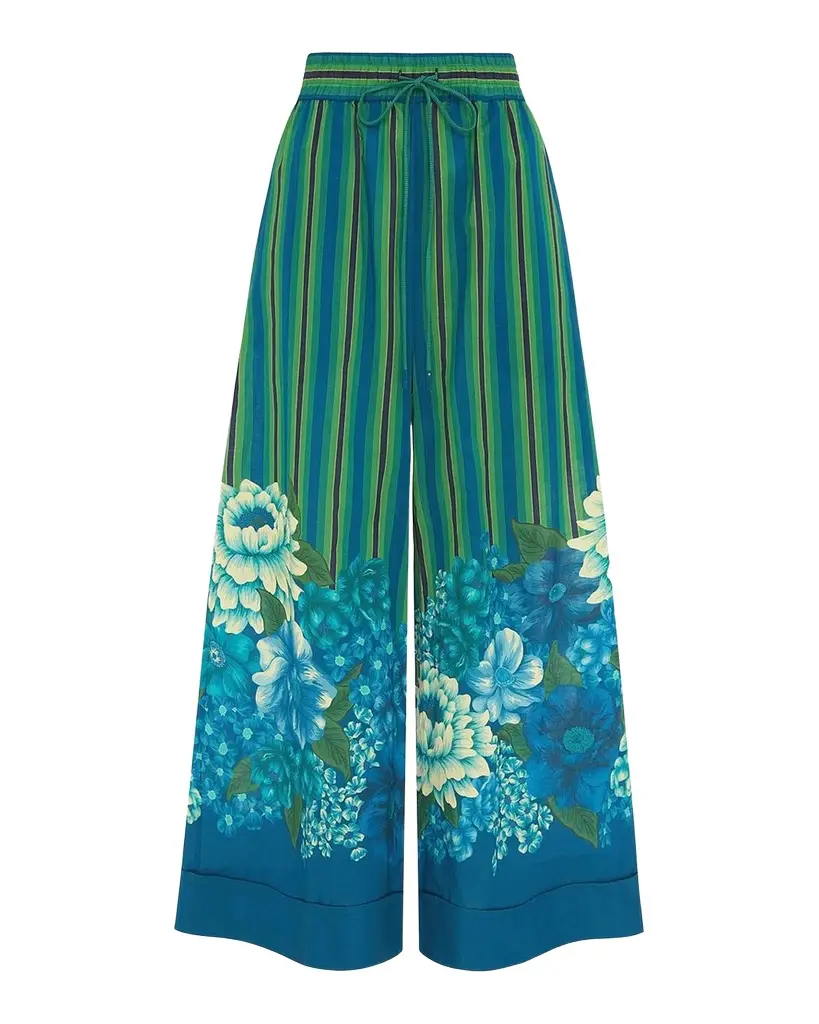 Margo Striped Floral Cuffed Pants Margo Striped Floral Cuffed Pants