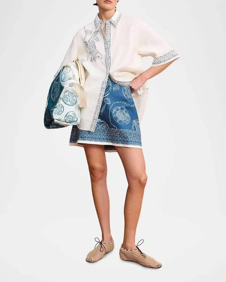 ALÉMAIS Lucky Printed Linen Mini Skirt | Thumbnail 2 ALÉMAIS Lucky Printed Linen Mini Skirt | Thumbnail 2