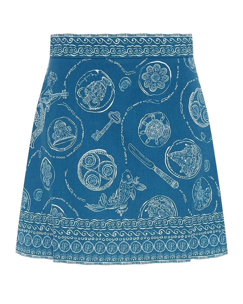 Lucky Printed Linen Mini Skirt Lucky Printed Linen Mini Skirt
