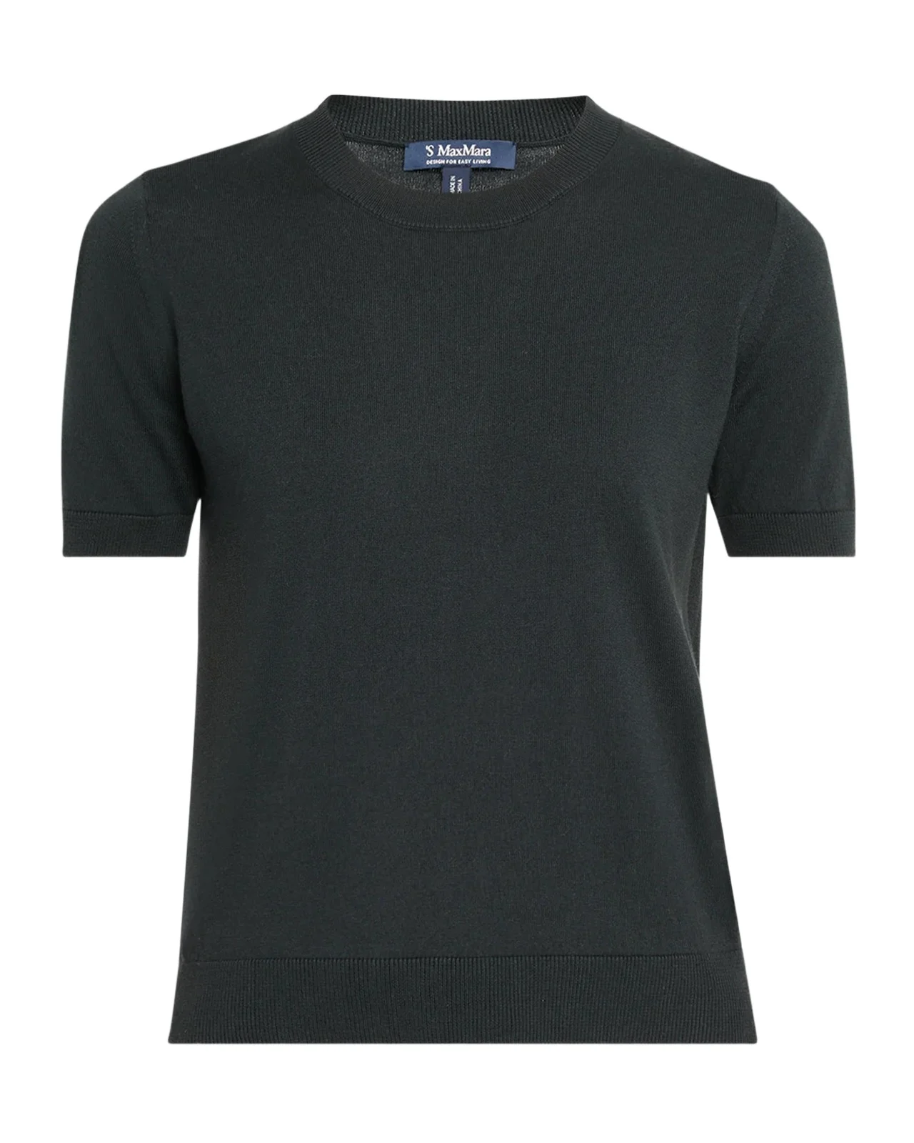 Max Mara Short-Sleeve Cotton Knit Crewneck Sweater