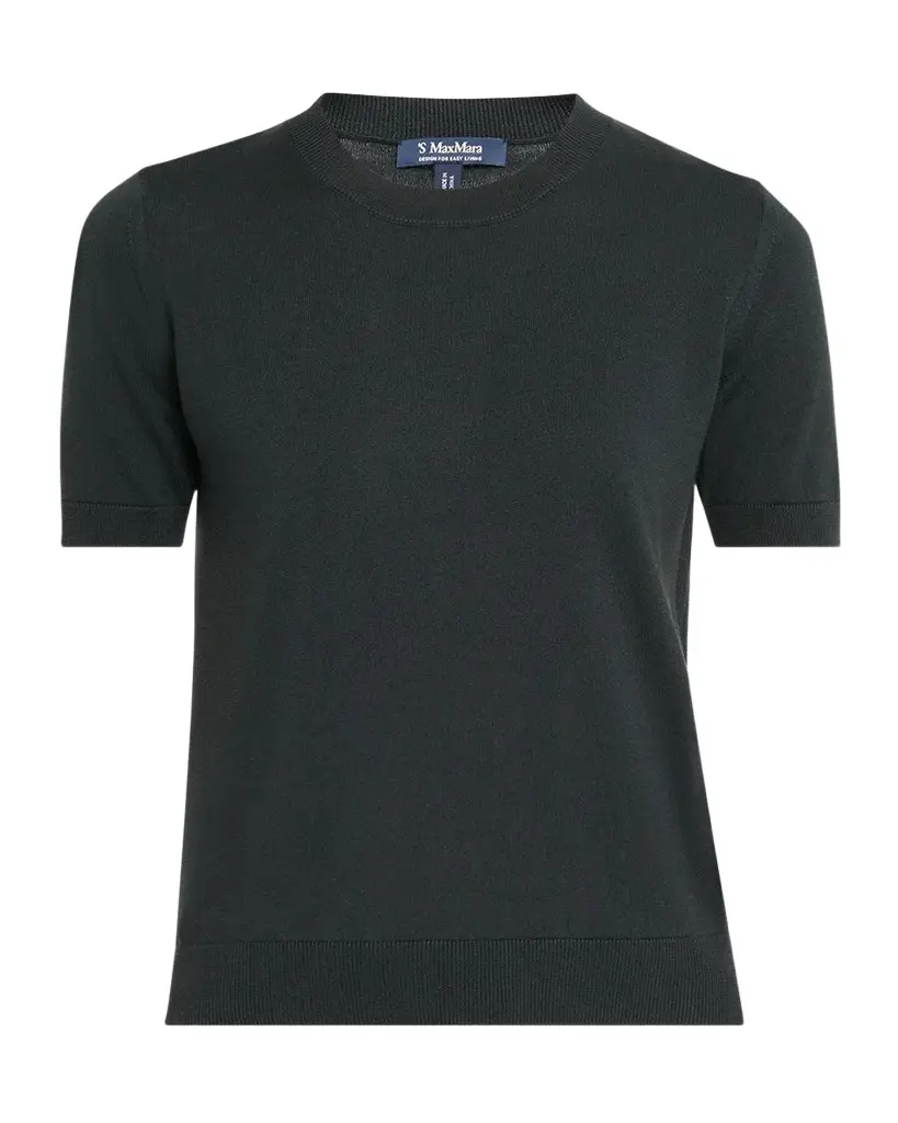 Short-Sleeve Cotton Knit Crewneck Sweater Short-Sleeve Cotton Knit Crewneck Sweater