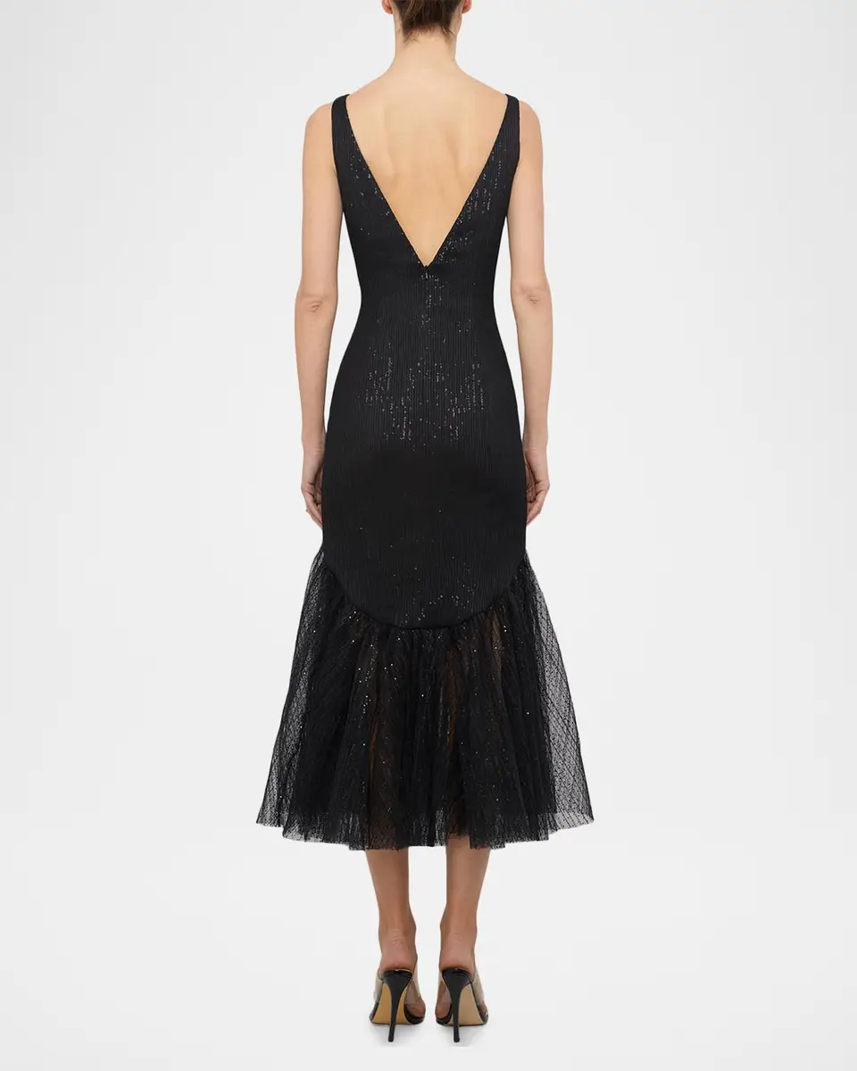 PRABAL GURUNG Bateau-Neck Sequined Semi-Sheer Midi Dress | Thumbnail 3 PRABAL GURUNG Bateau-Neck Sequined Semi-Sheer Midi Dress | Thumbnail 3