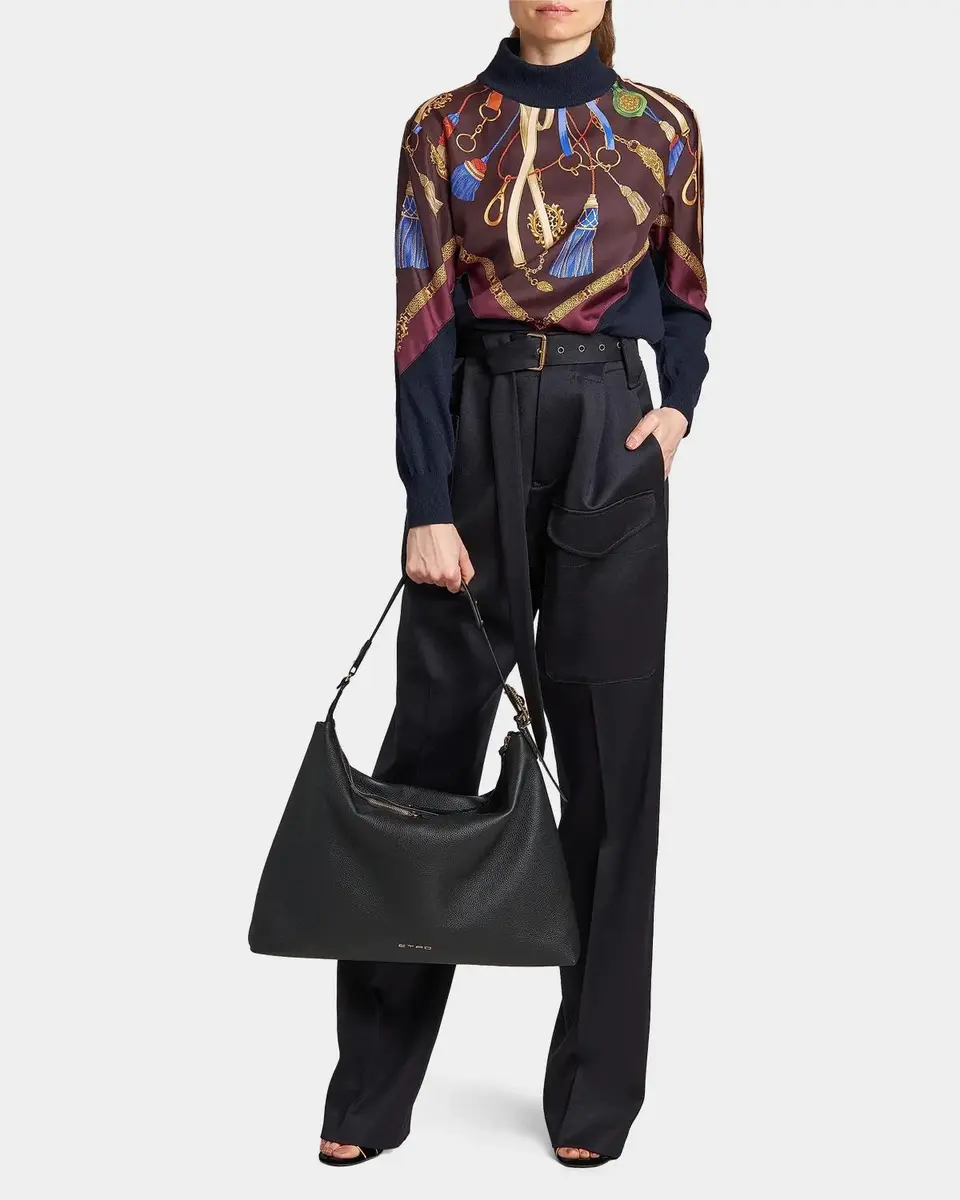 Etro Large Tumbled Leather Hobo Shoulder Bag | Thumbnail 5 Etro Large Tumbled Leather Hobo Shoulder Bag | Thumbnail 5