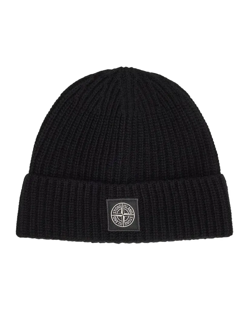 Stone Island Men's Rib-Knit Wool Beanie