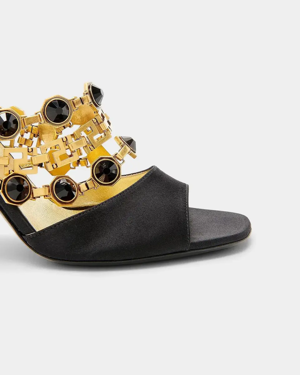 Versace 90MM Embellished Leather Slingback Sandals | Thumbnail 3 Versace 90MM Embellished Leather Slingback Sandals | Thumbnail 3