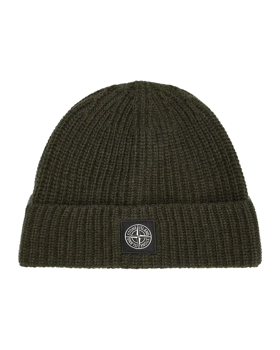 Stone Island Men's Rib-Knit Wool Beanie | Thumbnail 2 Stone Island Men's Rib-Knit Wool Beanie | Thumbnail 2