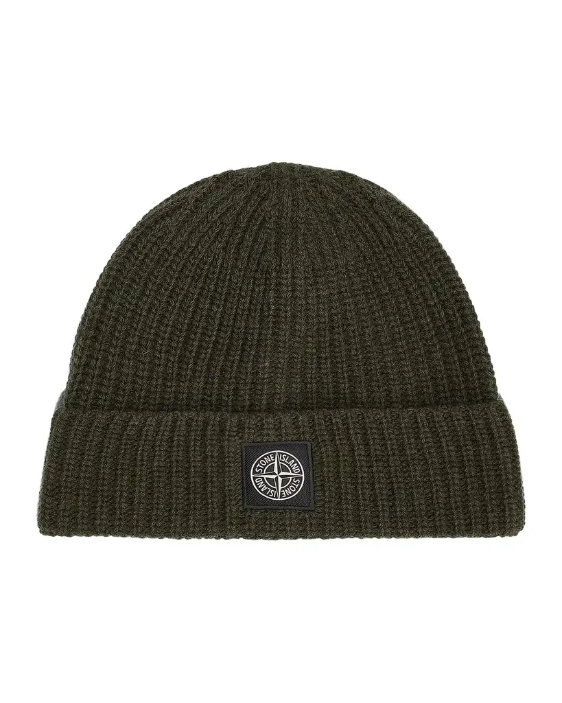 Stone Island Men's Rib-Knit Wool Beanie