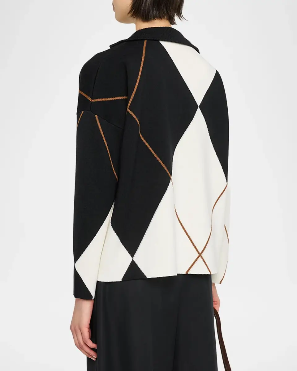 Max Mara Argyle Wool Knit Polo Sweater | Thumbnail 3 Max Mara Argyle Wool Knit Polo Sweater | Thumbnail 3