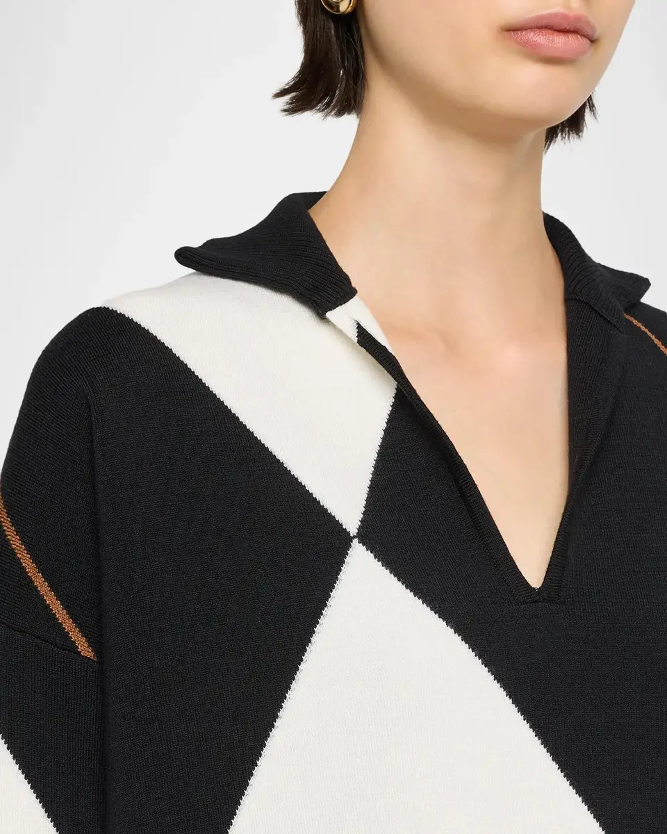 Max Mara Argyle Wool Knit Polo Sweater | Thumbnail 5 Max Mara Argyle Wool Knit Polo Sweater | Thumbnail 5