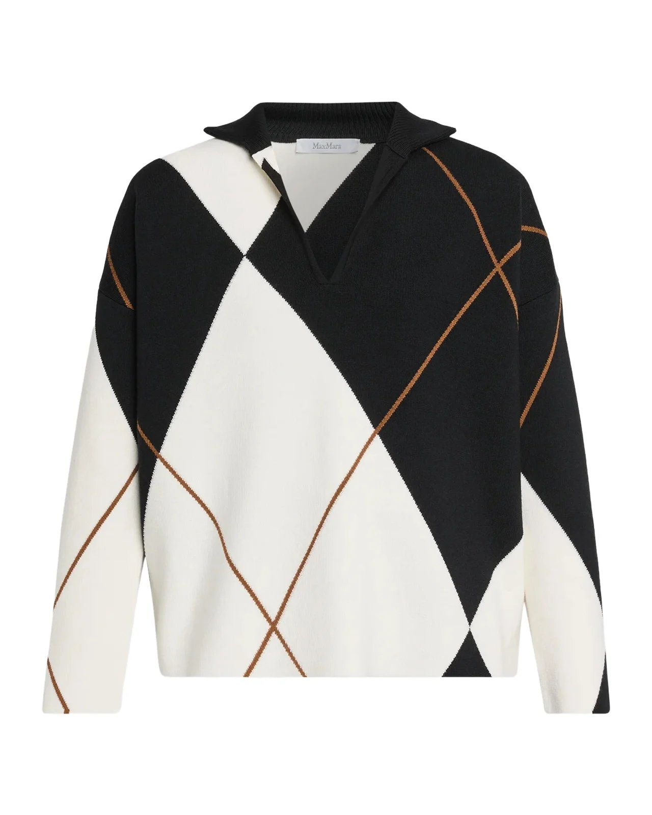 Argyle Wool Knit Polo Sweater
