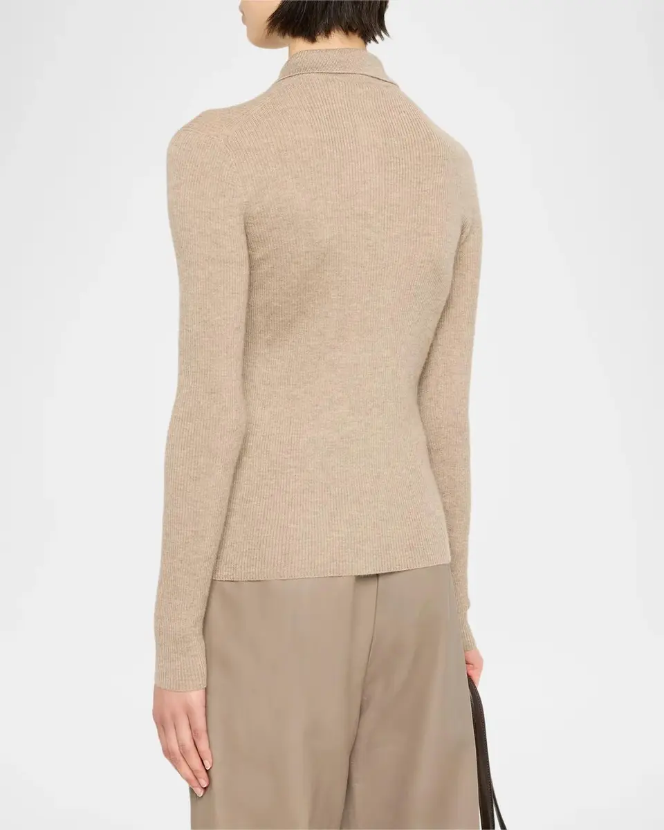 Max Mara Cashmere Rib Fitted Polo Sweater | Thumbnail 3 Max Mara Cashmere Rib Fitted Polo Sweater | Thumbnail 3