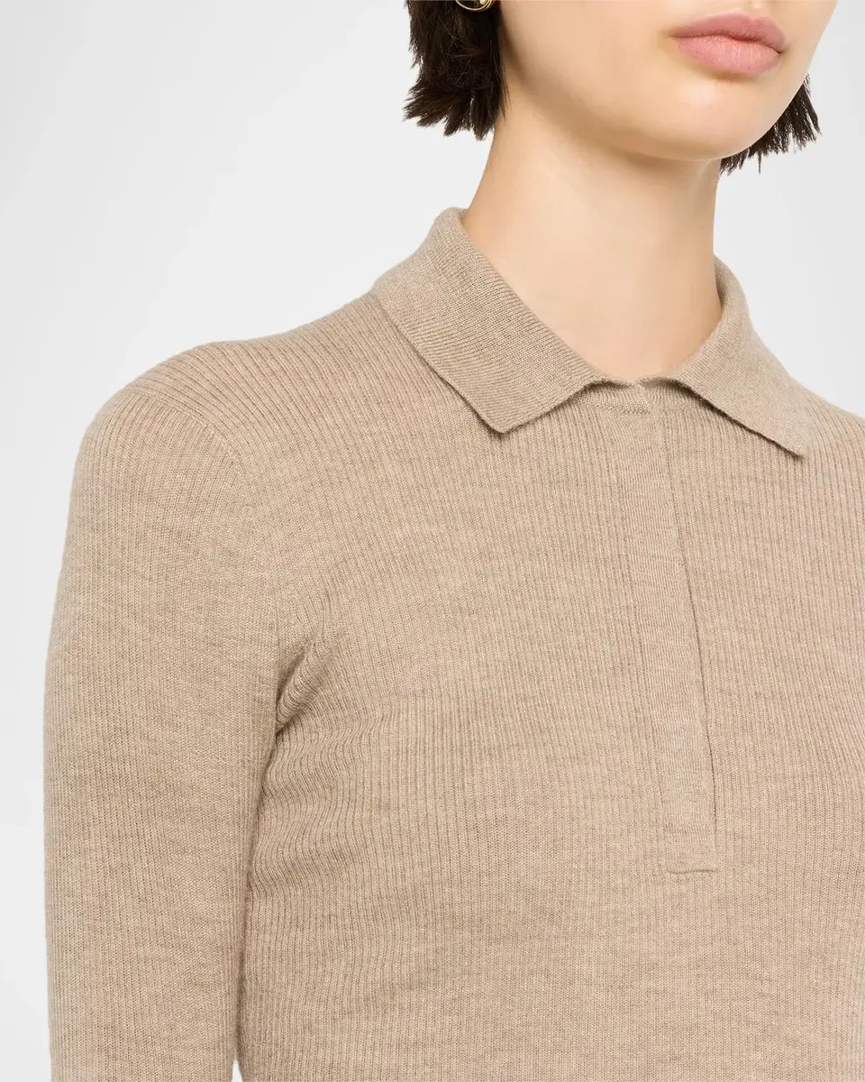 Max Mara Cashmere Rib Fitted Polo Sweater | Thumbnail 5 Max Mara Cashmere Rib Fitted Polo Sweater | Thumbnail 5