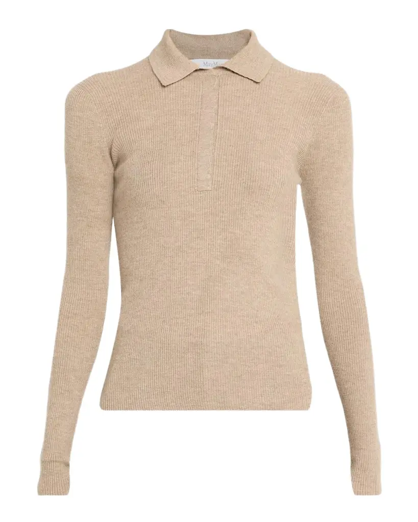 Cashmere Rib Fitted Polo Sweater Cashmere Rib Fitted Polo Sweater