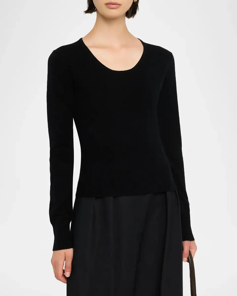 Max Mara Scoop-Neck Fitted Wool-Cashmere Sweater | Thumbnail 4 Max Mara Scoop-Neck Fitted Wool-Cashmere Sweater | Thumbnail 4