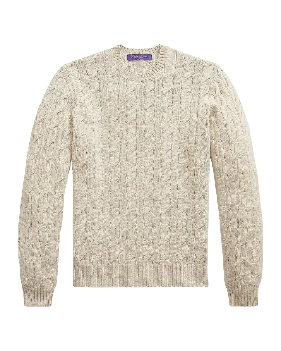 Ralph Lauren Purple Label Men's Cable-Knit Cashmere Crewneck Sweater | Thumbnail 2 Ralph Lauren Purple Label Men's Cable-Knit Cashmere Crewneck Sweater | Thumbnail 2